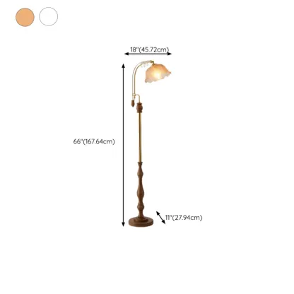 Traditional Metal and Wood LED Floor Lamp for Living Room #size