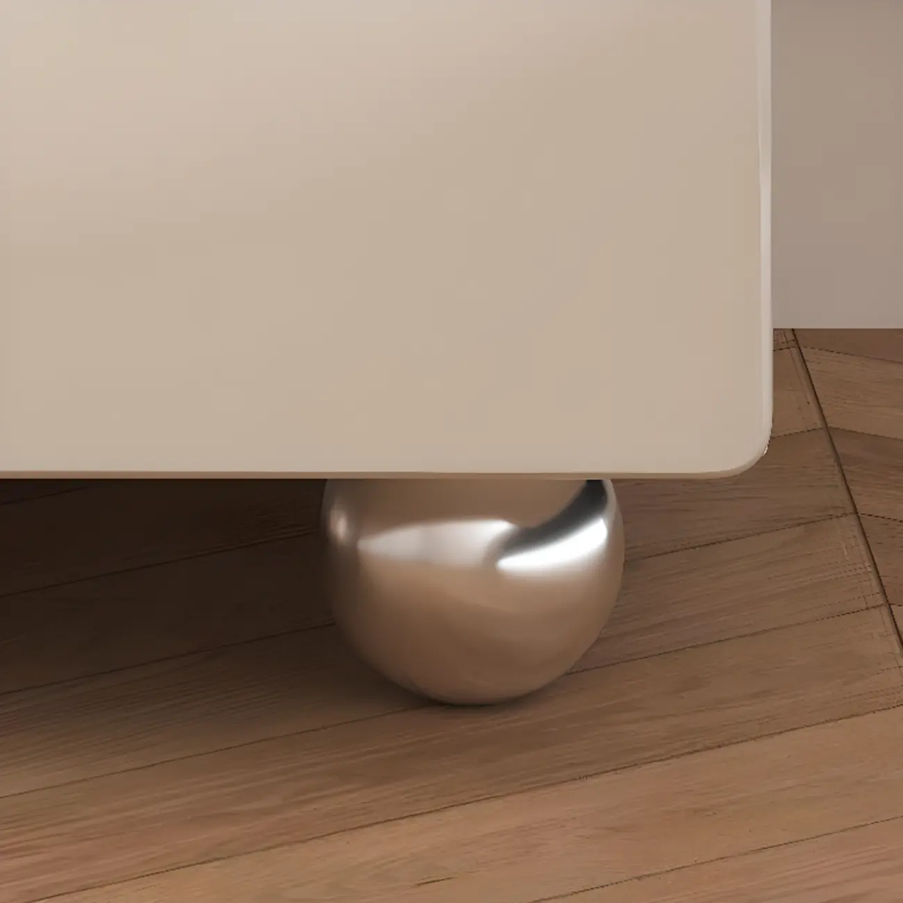 Contemporary Glossy Cream Wooden 2-Drawer Nightstand Image - 7 | homeyfad