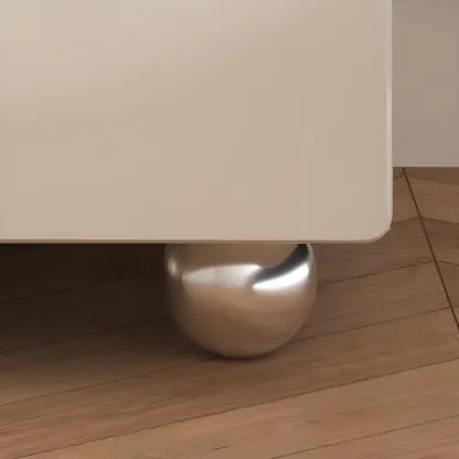 Contemporary Glossy Cream Wooden 2-Drawer Nightstand Image - 7