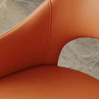 Open Curved Back Leather Armrest Dining Chairs Image - 6