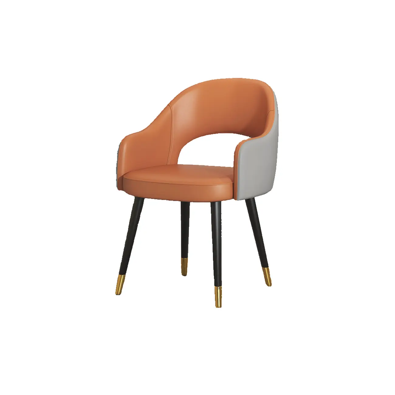 Open Curved Back Leather Armrest Dining Chairs Image - 10 | homeyfad