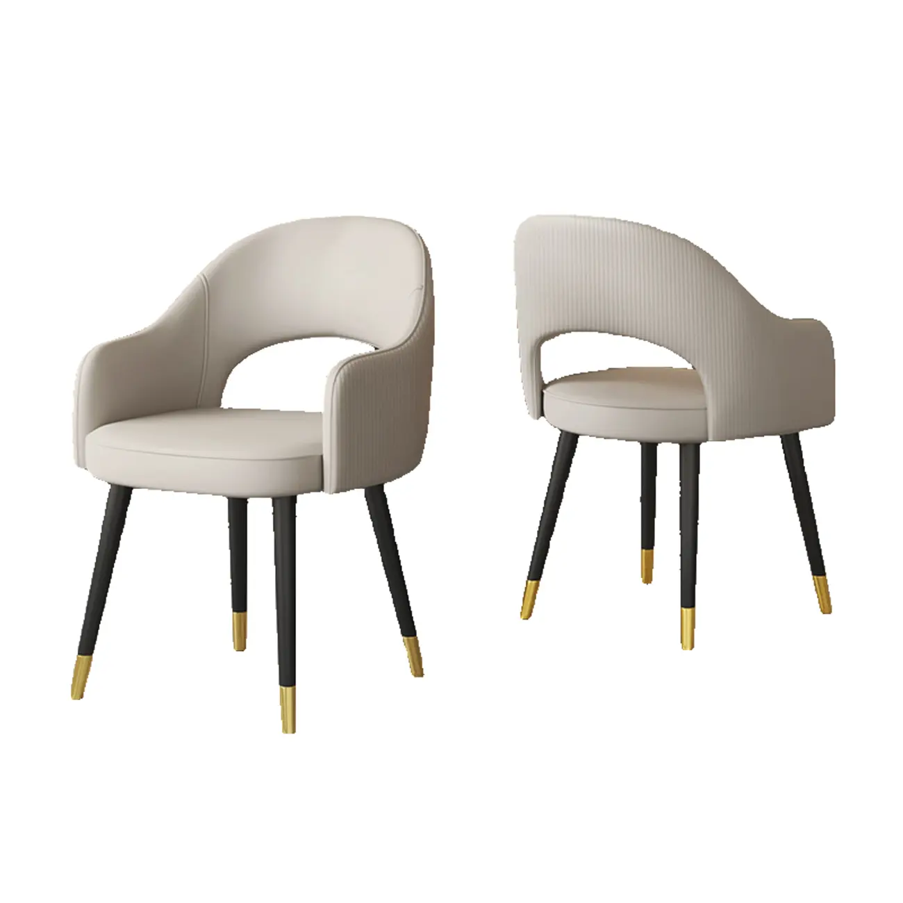 Open Curved Back Leather Armrest Dining Chairs Image - 11 | homeyfad