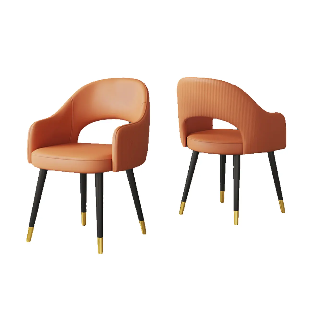 Open Curved Back Leather Armrest Dining Chairs Image - 12 | homeyfad