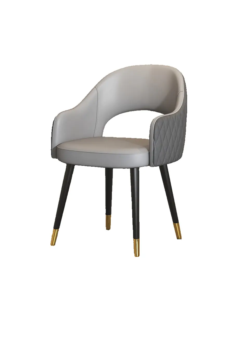 Open Curved Back Leather Armrest Dining Chairs Image - 13 | homeyfad