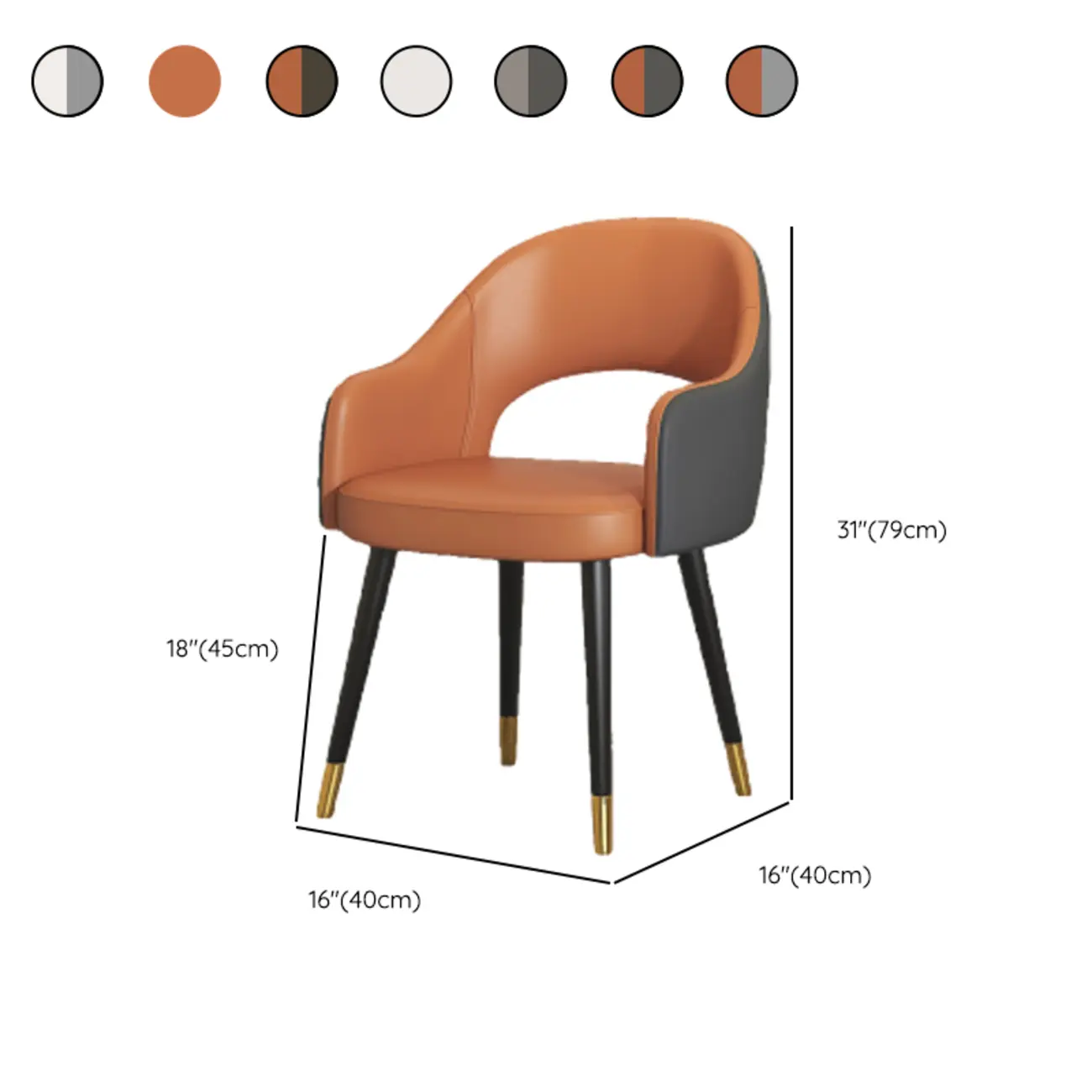 Open Curved Back Leather Armrest Dining Chairs #size | homeyfad