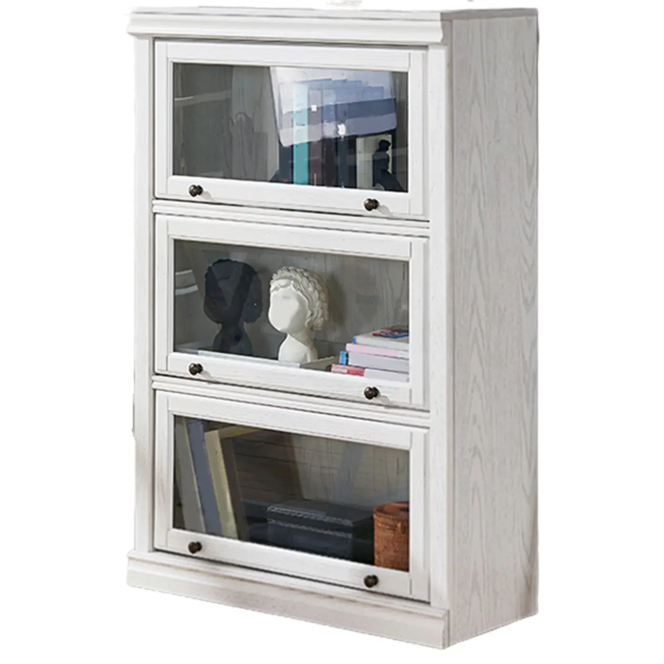 Modern White Poplar Wood Flip-Up Glass Paned Storage Chest Image - 5 | homeyfad