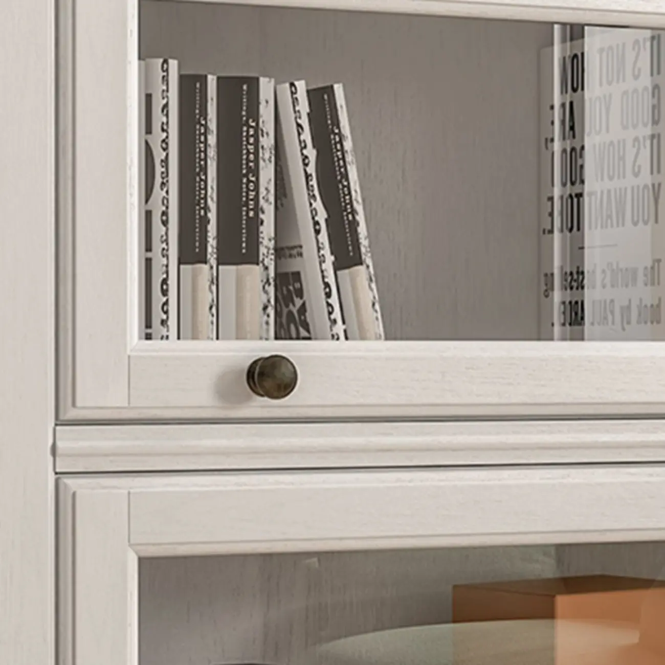 Modern White Poplar Wood Flip-Up Glass Paned Storage Chest Image - 6 | homeyfad