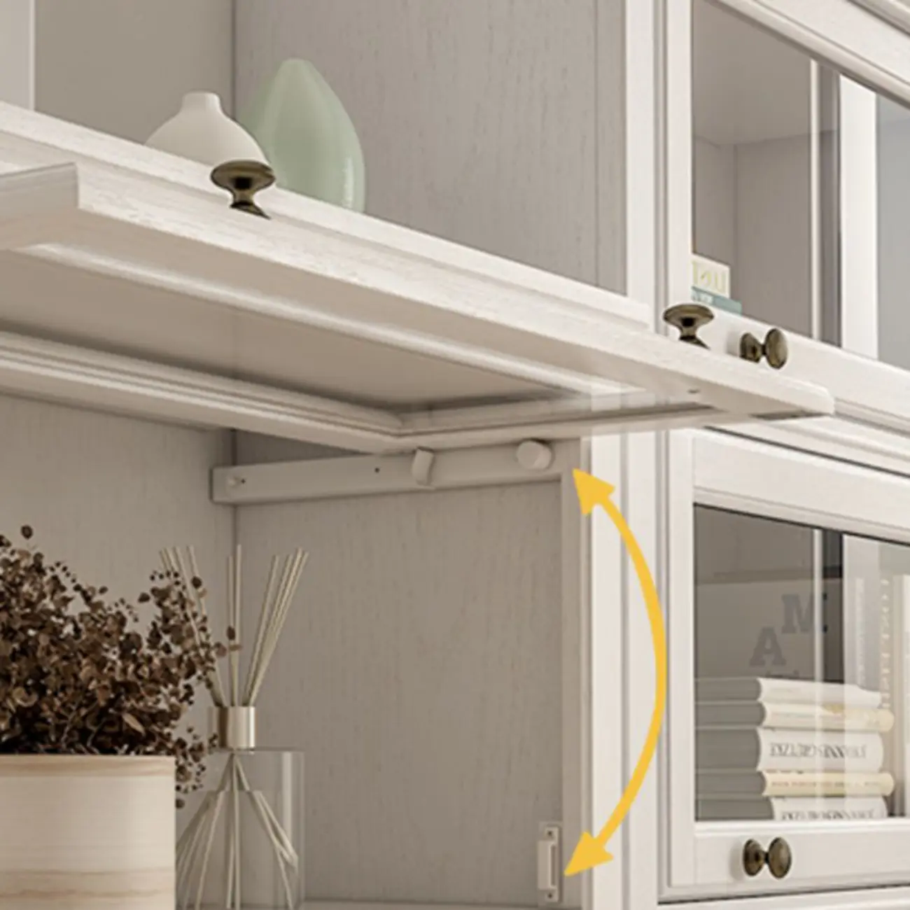 Modern White Poplar Wood Flip-Up Glass Paned Storage Chest Image - 7 | homeyfad