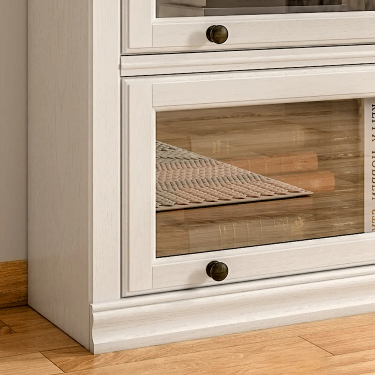 Modern White Poplar Wood Flip-Up Glass Paned Storage Chest Image - 8 | homeyfad