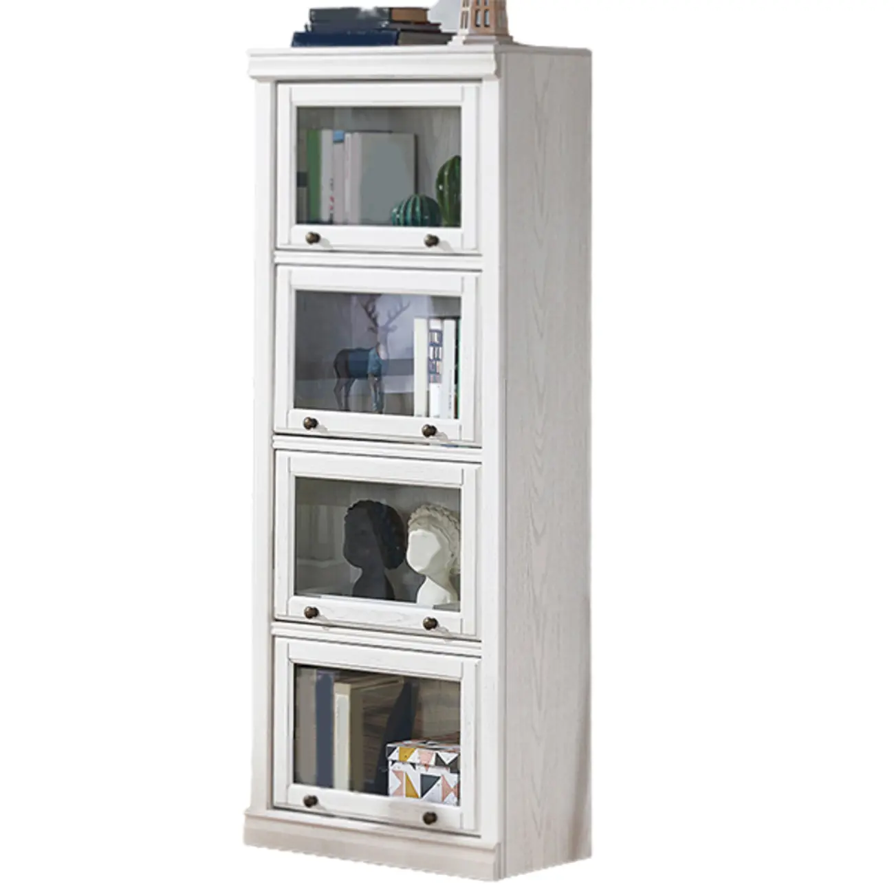 Modern White Poplar Wood Flip-Up Glass Paned Storage Chest Image - 11 | homeyfad