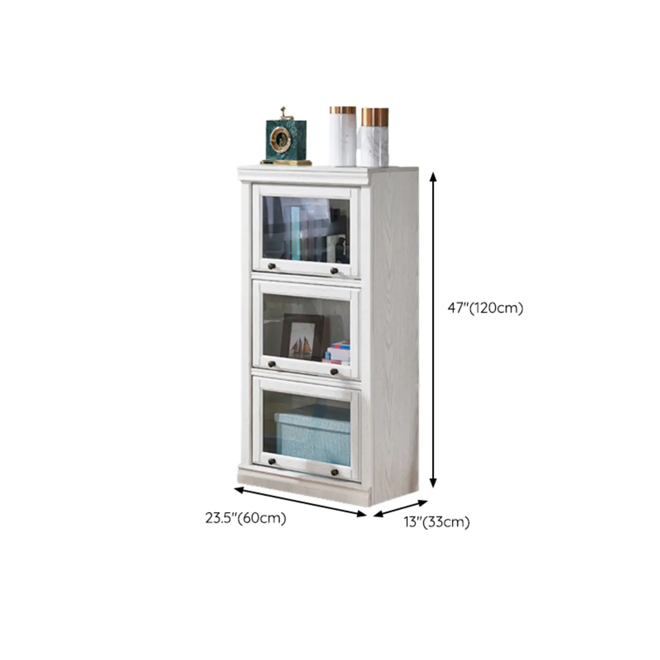 Modern White Poplar Wood Flip-Up Glass Paned Storage Chest #size | homeyfad