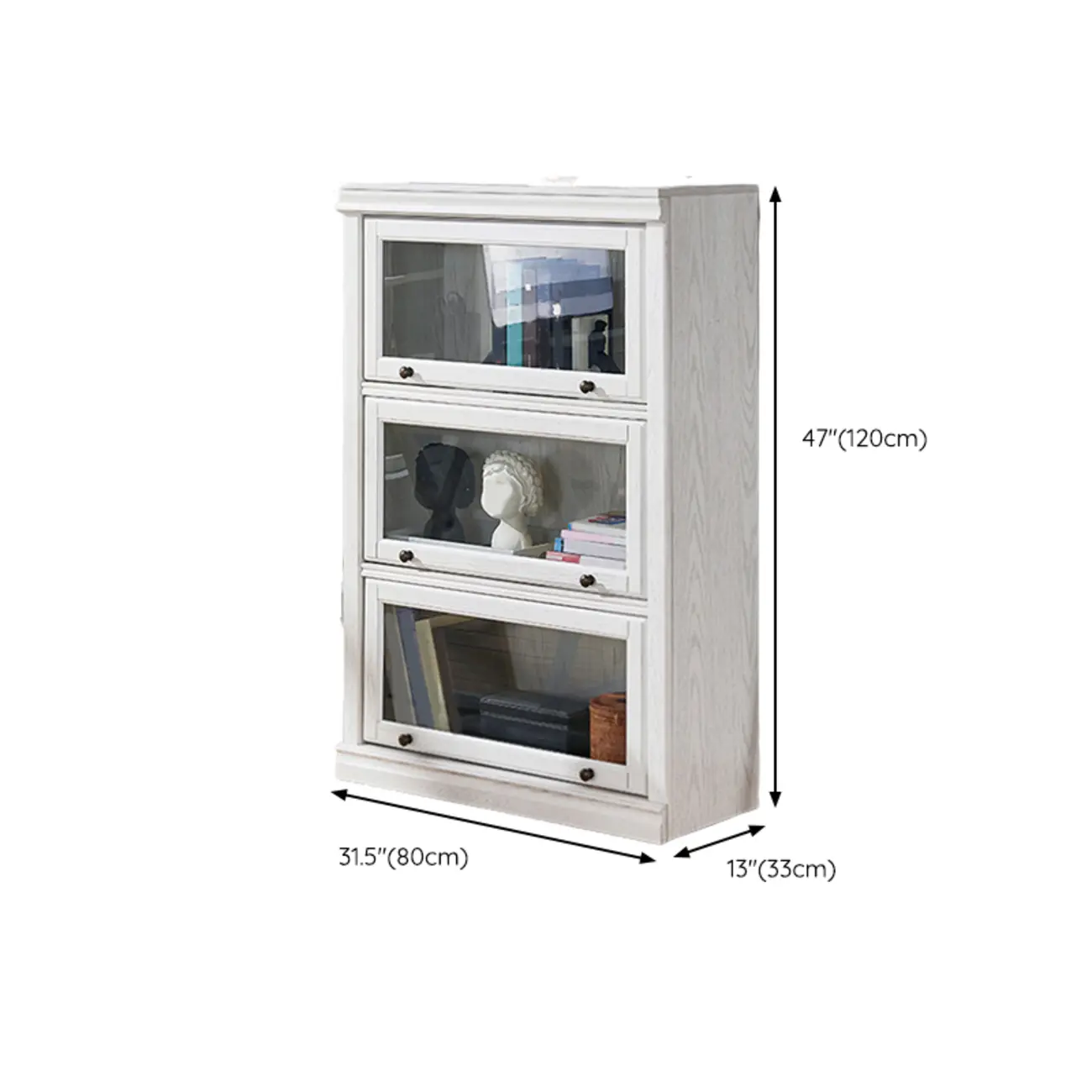 Modern White Poplar Wood Flip-Up Glass Paned Storage Chest Image - 13 | homeyfad