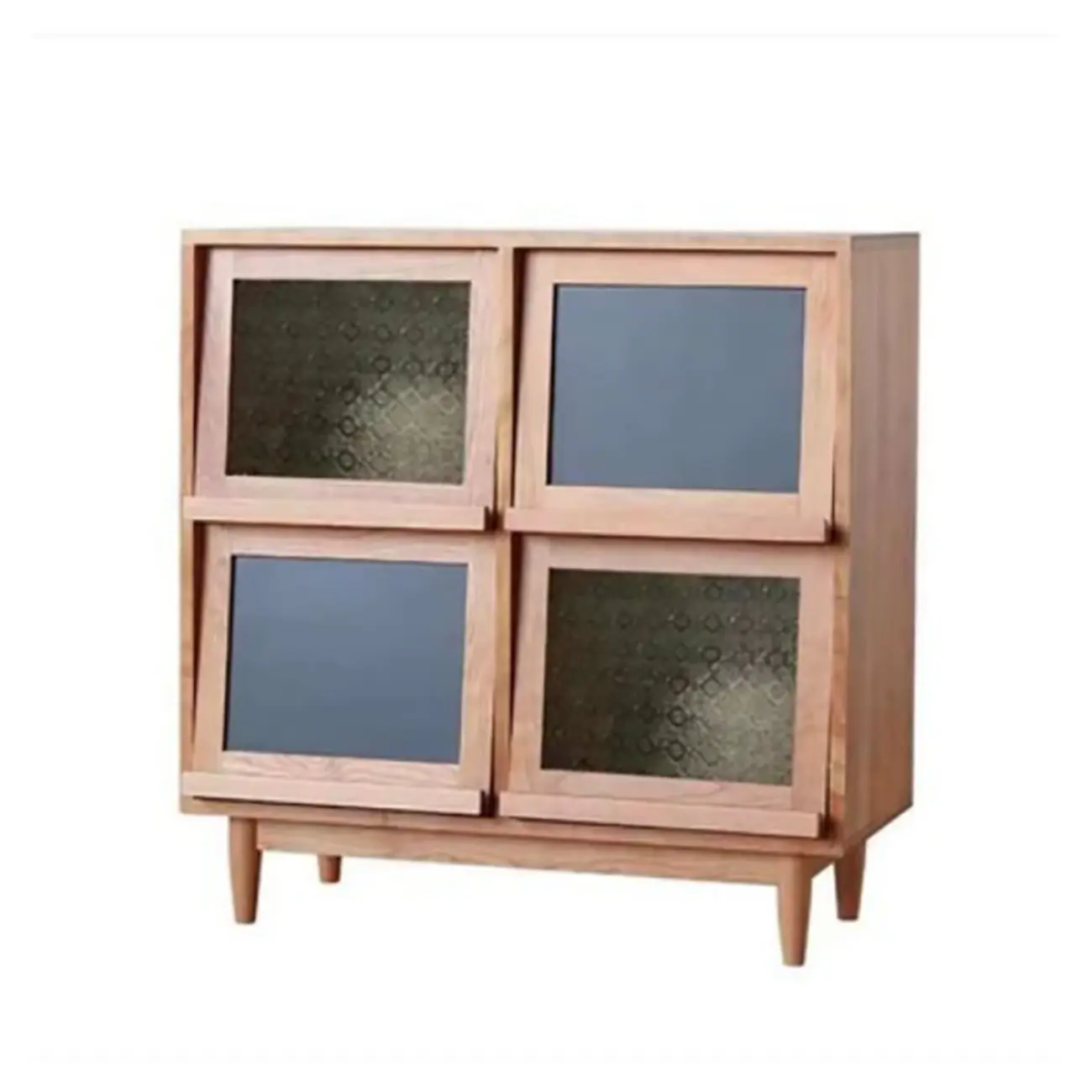 Rectangle Solid Wood Side Cabinet Modern Glass Paned Storage Cabinet Image - 2 | homeyfad