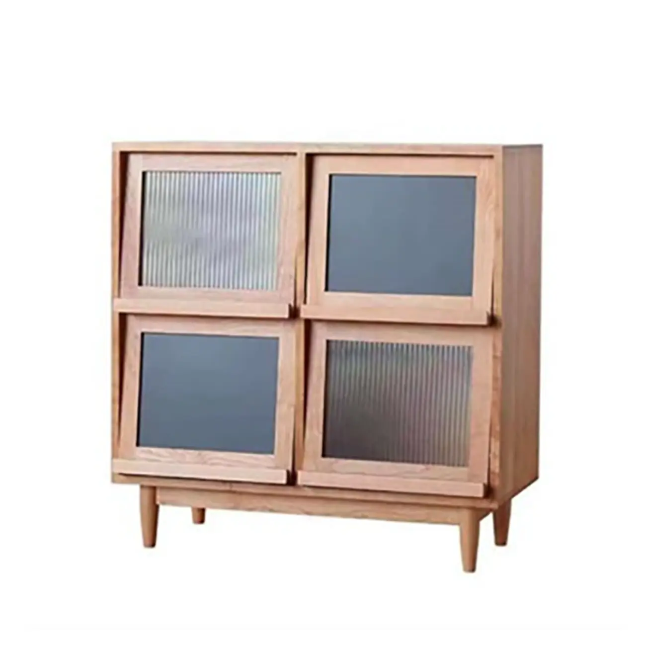 Rectangle Solid Wood Side Cabinet Modern Glass Paned Storage Cabinet Image - 3 | homeyfad