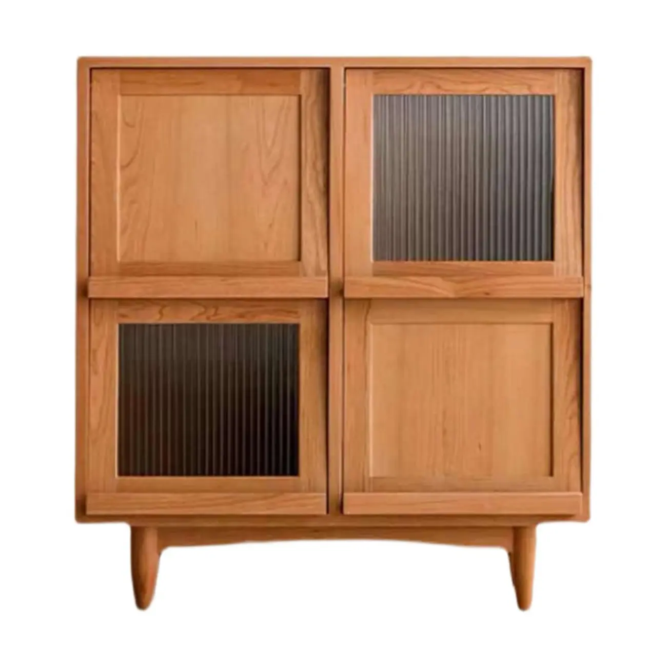 Rectangle Solid Wood Side Cabinet Modern Glass Paned Storage Cabinet Image - 10 | homeyfad