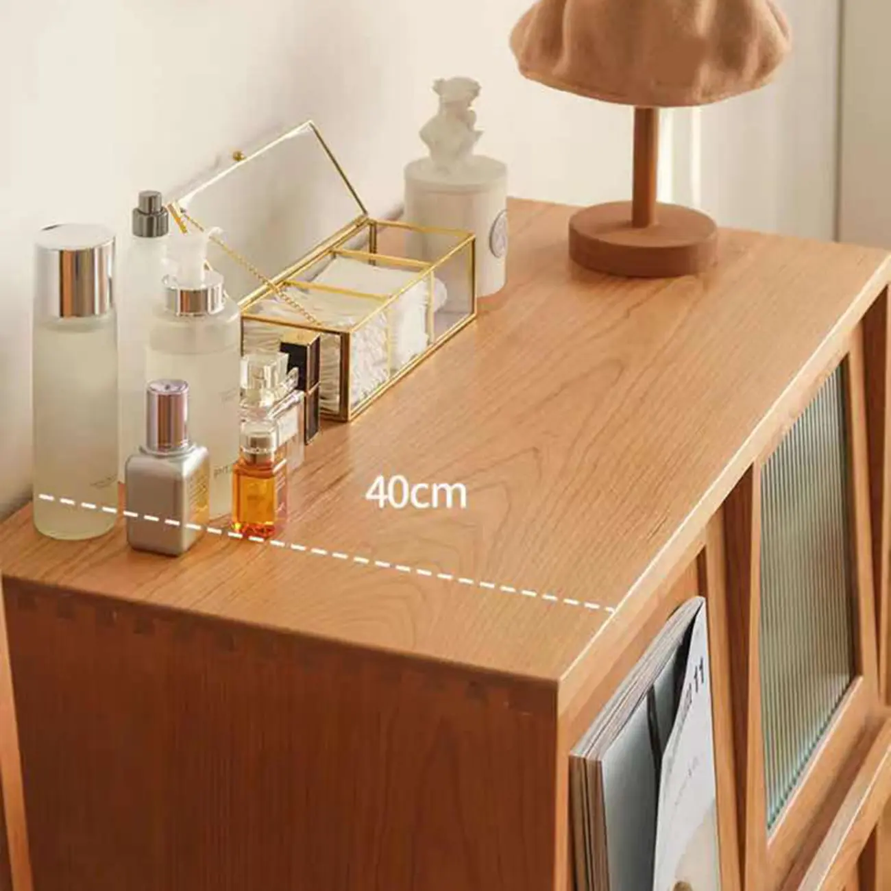 Rectangle Solid Wood Side Cabinet Modern Glass Paned Storage Cabinet Image - 12 | homeyfad