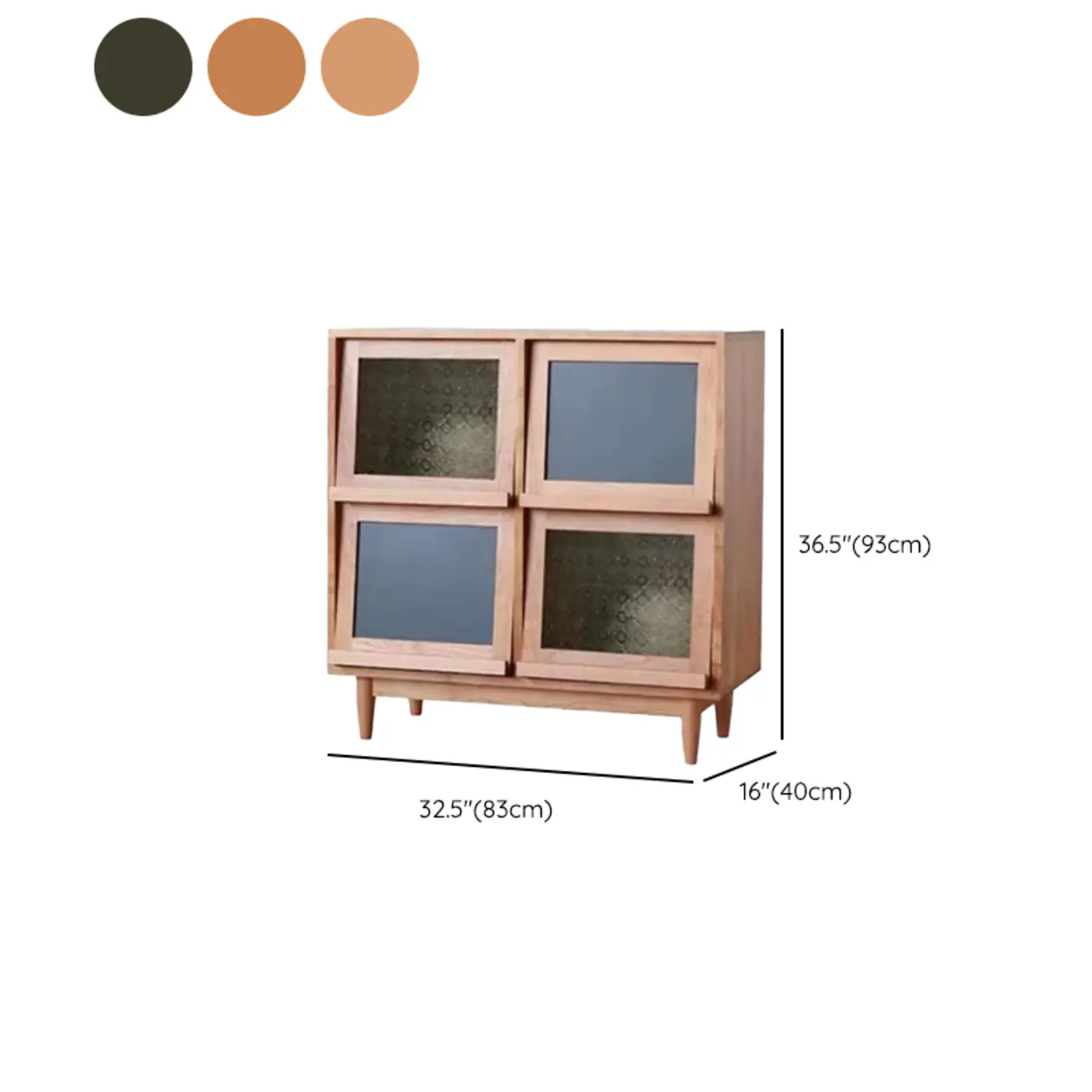 Rectangle Solid Wood Side Cabinet Modern Glass Paned Storage Cabinet Image - 18 | homeyfad