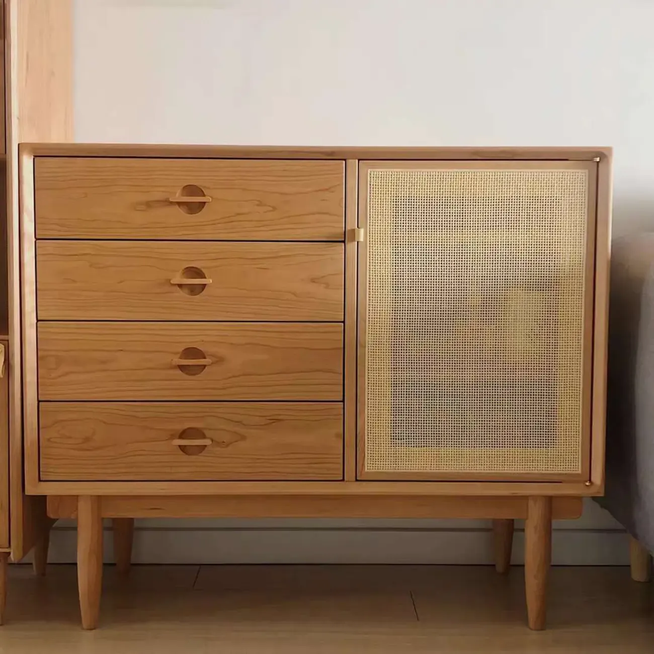 Living Room Modern Natural Wood Rectangle Storage Cabinet Image - 2