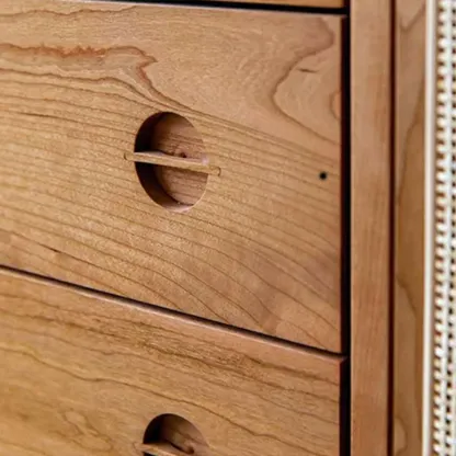 Living Room Modern Natural Wood Rectangle Storage Cabinet Image - 6