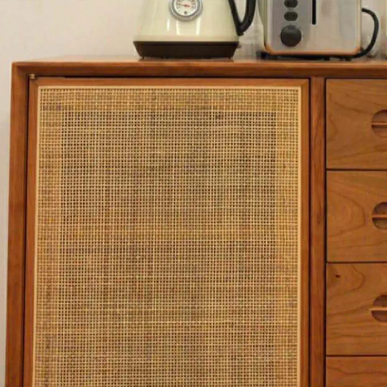 Living Room Modern Natural Wood Rectangle Storage Cabinet Image - 7 | homeyfad