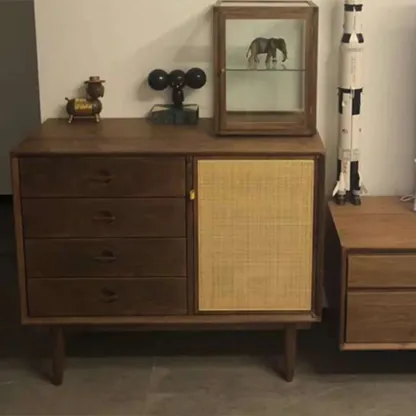 Living Room Modern Natural Wood Rectangle Storage Cabinet Image - 11