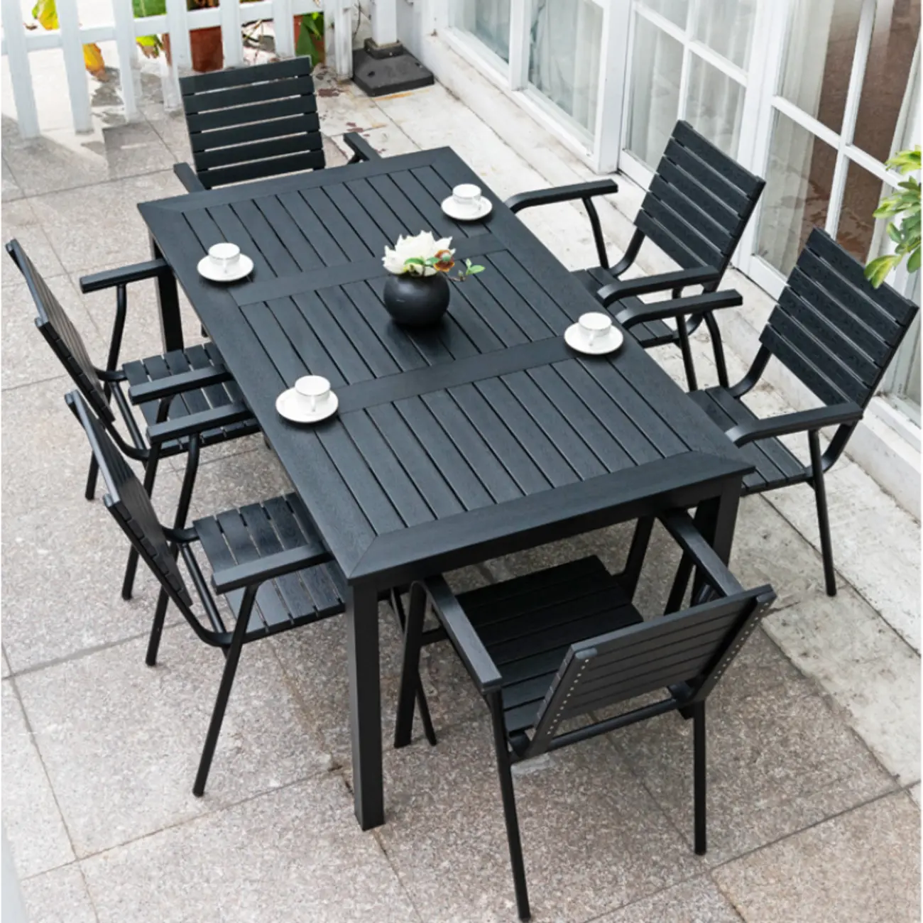 5 Piece Black Metal Out door Patio Dining Set Image - 1 | homeyfad