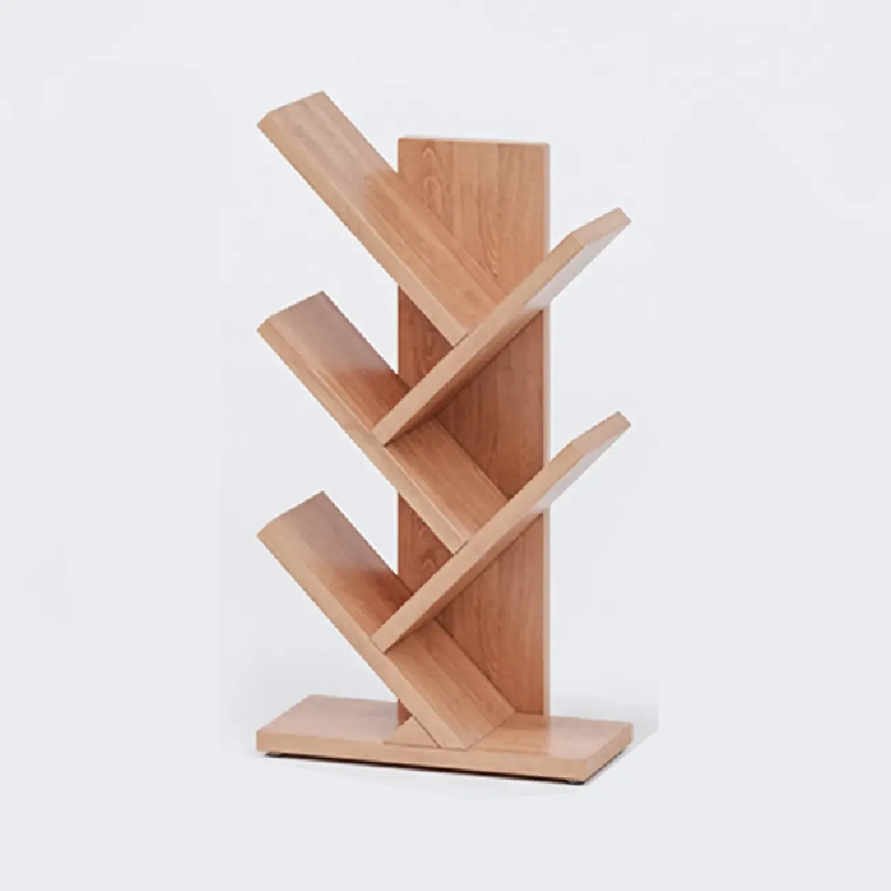 Etagere Wood Nut-Brown Narrow Zigzag Shelf Bookcase Image - 8