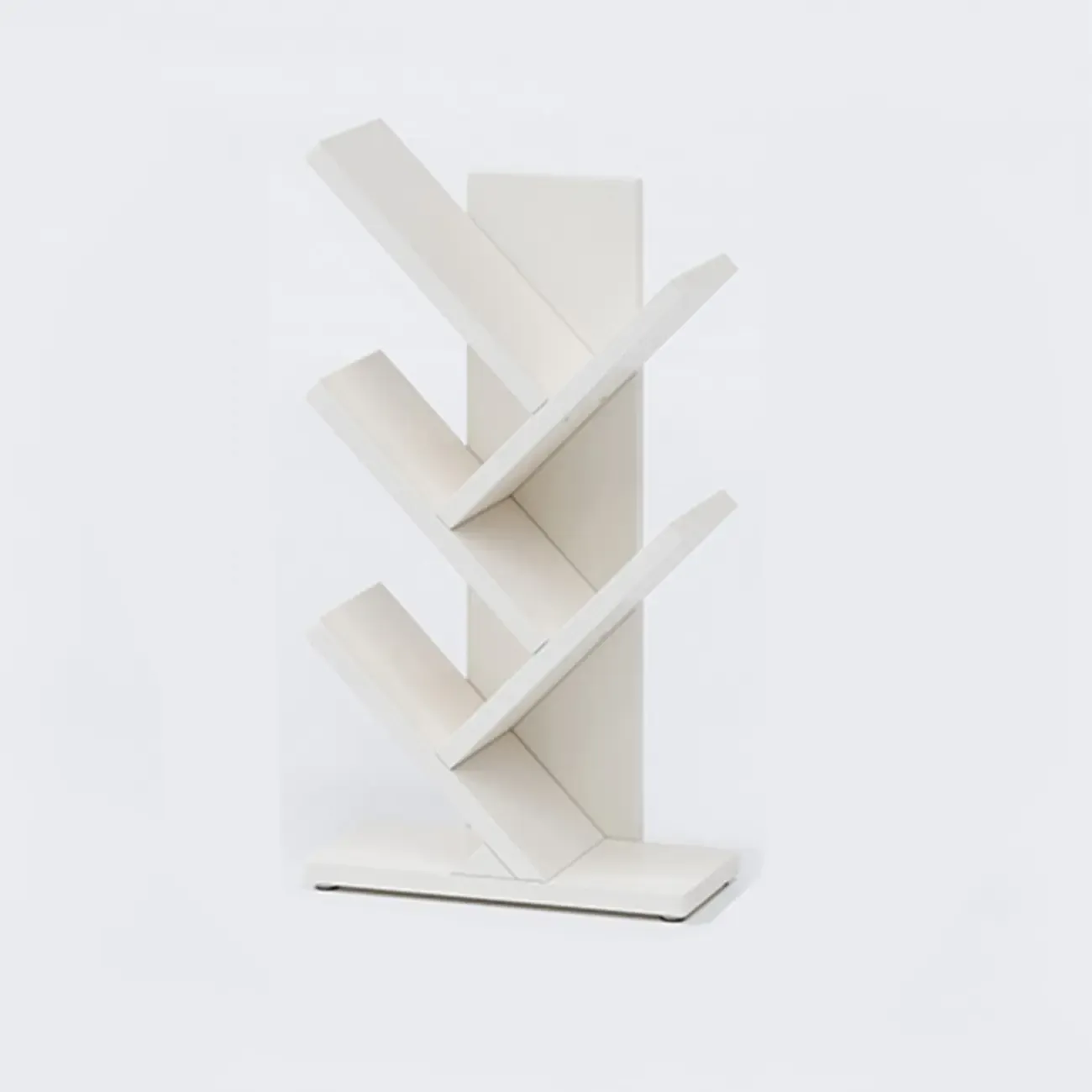 Etagere Wood Nut-Brown Narrow Zigzag Shelf Bookcase Image - 9