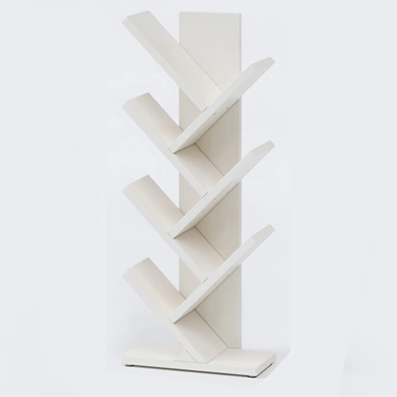 Etagere Wood Nut-Brown Narrow Zigzag Shelf Bookcase Image - 11 | homeyfad