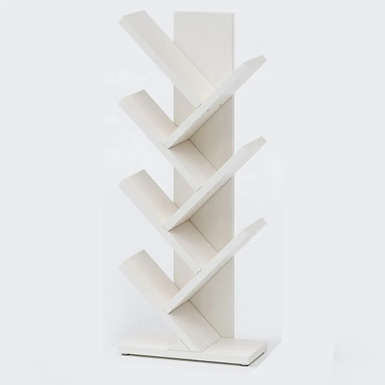 Etagere Wood Nut-Brown Narrow Zigzag Shelf Bookcase Image - 11