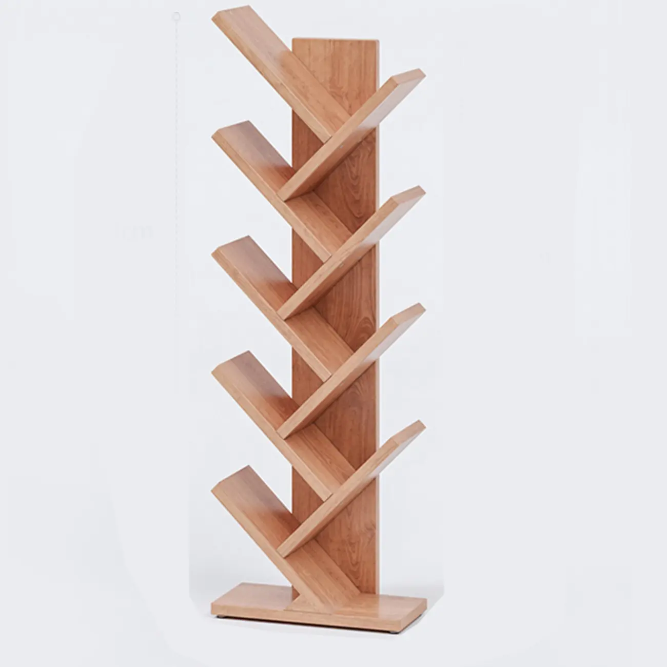 Etagere Wood Nut-Brown Narrow Zigzag Shelf Bookcase Image - 12 | homeyfad