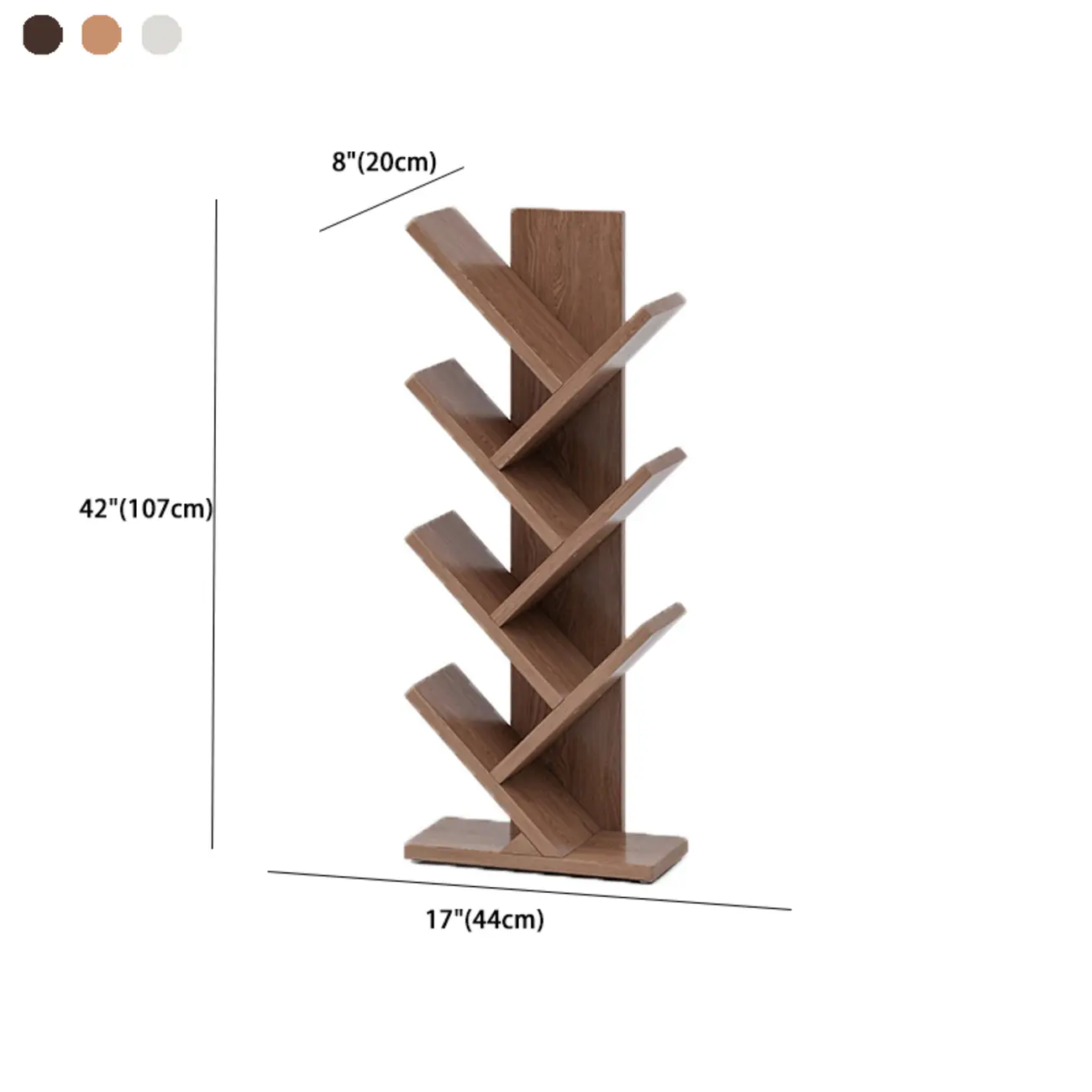 Etagere Wood Nut-Brown Narrow Zigzag Shelf Bookcase Image - 19 | homeyfad