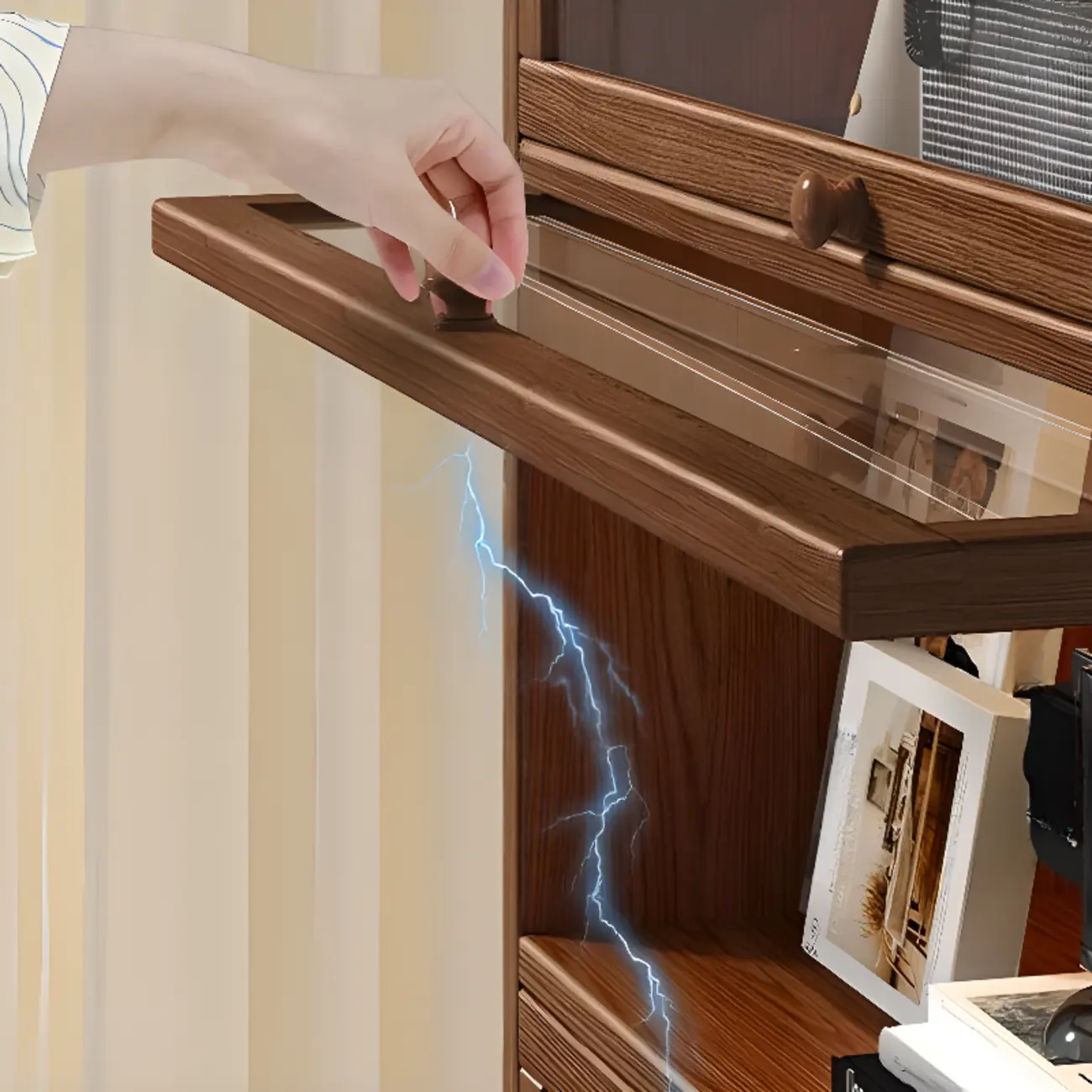 Contemporary Vertical Nut-Brown Wooden 5-Shelf Bookcase  Image - 3 | homeyfad