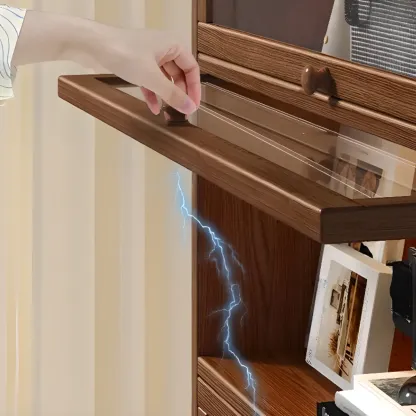 Contemporary Vertical Nut-Brown Wooden 5-Shelf Bookcase  Image - 3