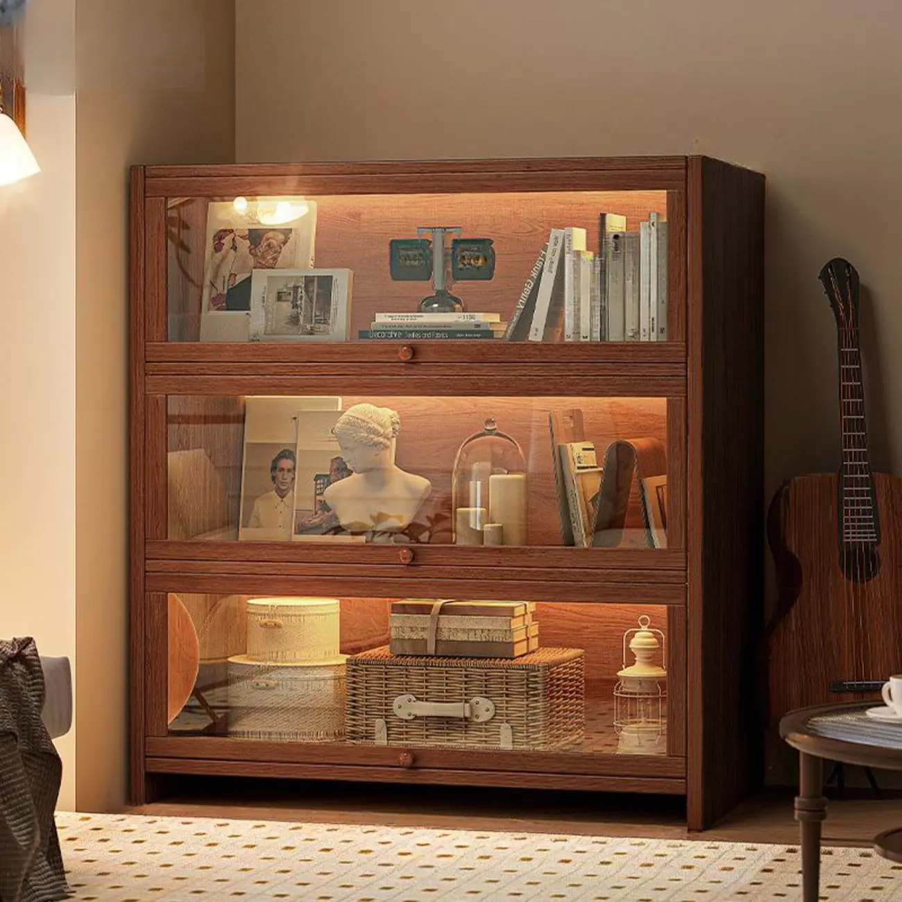 Contemporary Vertical Nut-Brown Wooden 5-Shelf Bookcase  Image - 5 | homeyfad