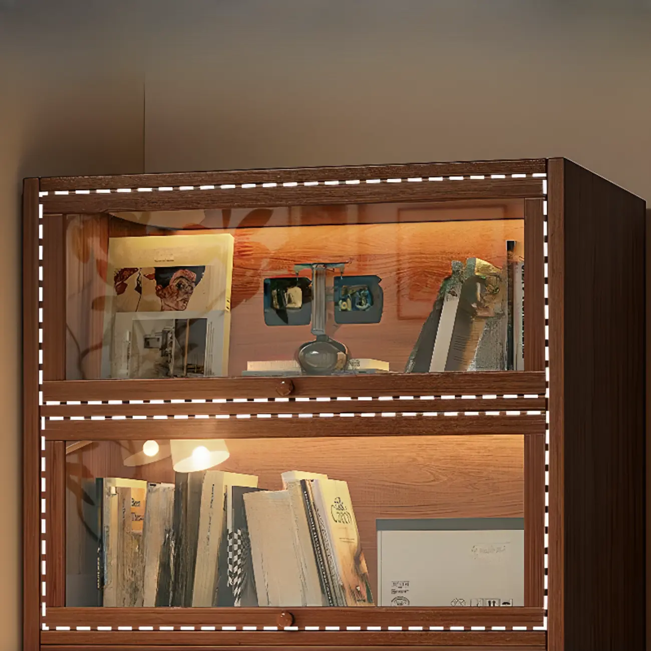 Contemporary Vertical Nut-Brown Wooden 5-Shelf Bookcase  Image - 6 | homeyfad