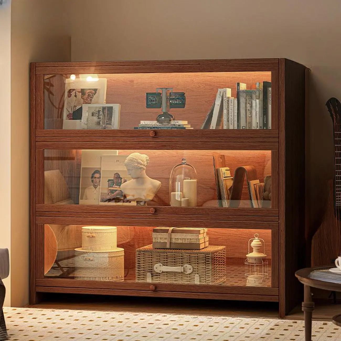 Contemporary Vertical Nut-Brown Wooden 5-Shelf Bookcase  Image - 7 | homeyfad