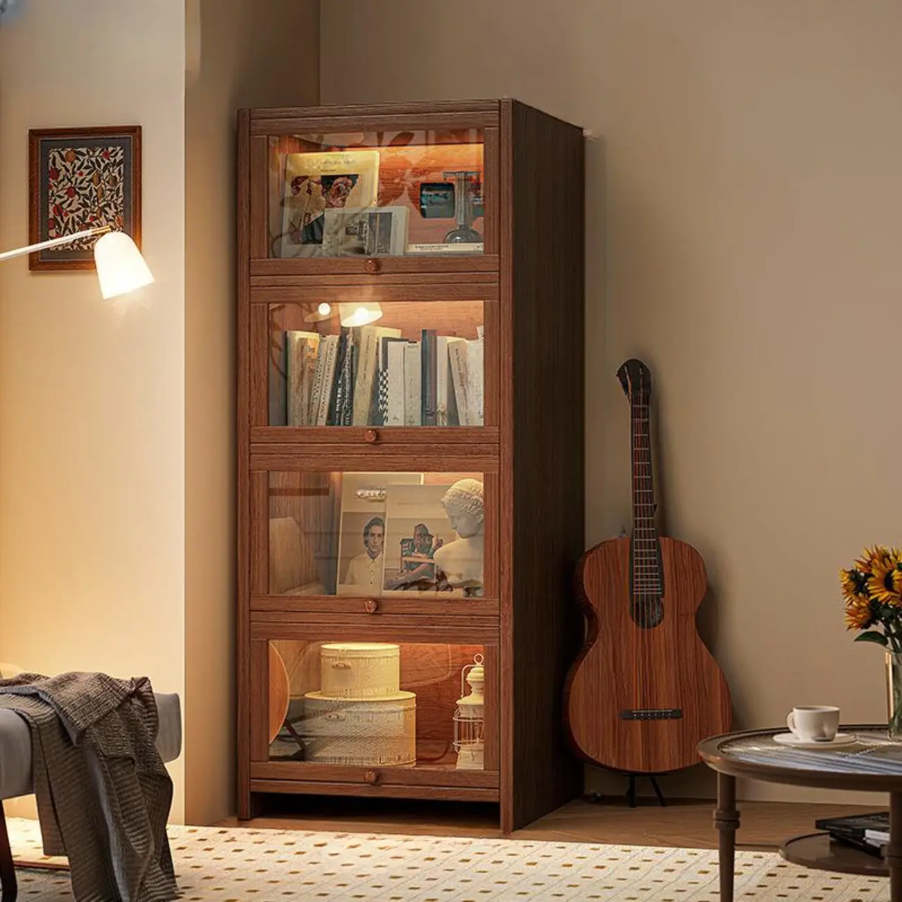 Contemporary Vertical Nut-Brown Wooden 5-Shelf Bookcase  Image - 9 | homeyfad