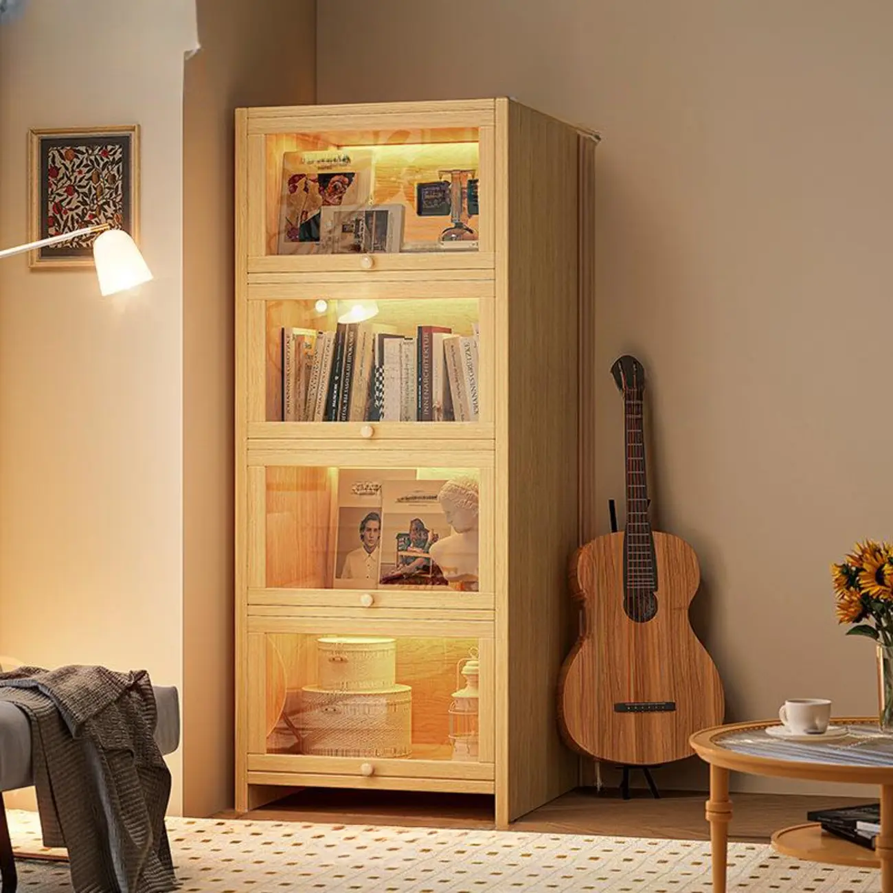 Contemporary Vertical Nut-Brown Wooden 5-Shelf Bookcase  Image - 24 | homeyfad