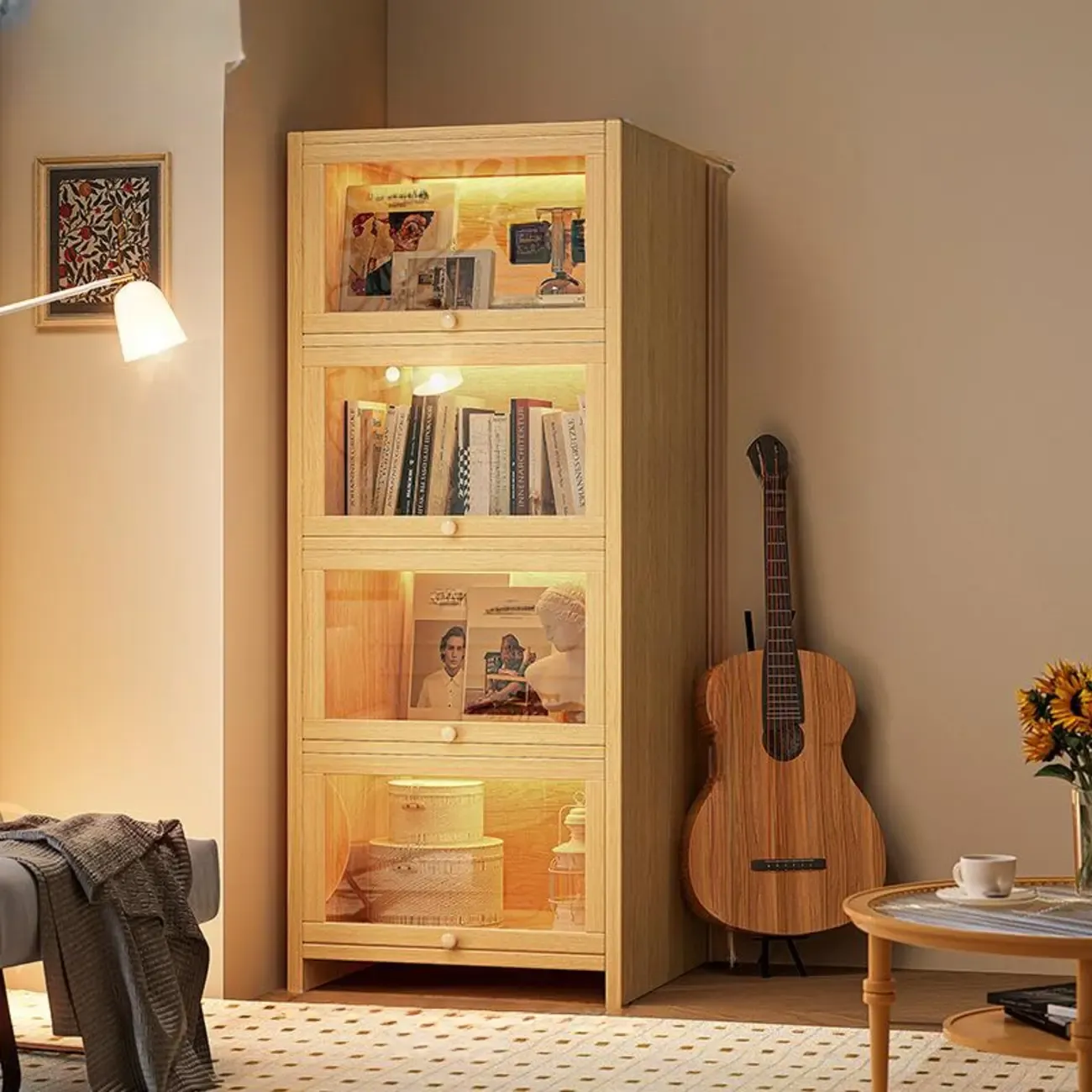 Contemporary Vertical Nut-Brown Wooden 5-Shelf Bookcase  Image - 24