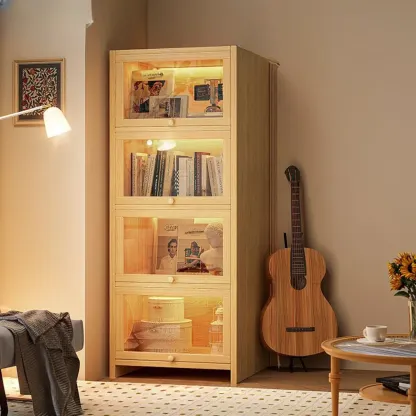 Contemporary Vertical Nut-Brown Wooden 5-Shelf Bookcase  Image - 24