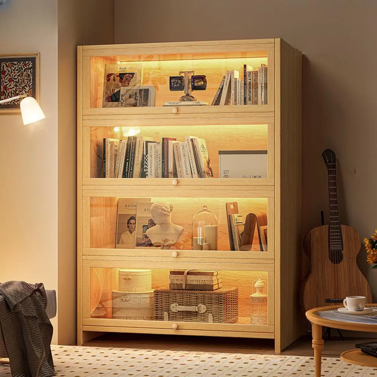 Contemporary Vertical Nut-Brown Wooden 5-Shelf Bookcase  Image - 26 | homeyfad