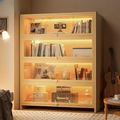 Contemporary Vertical Nut-Brown Wooden 5-Shelf Bookcase  Image - 27