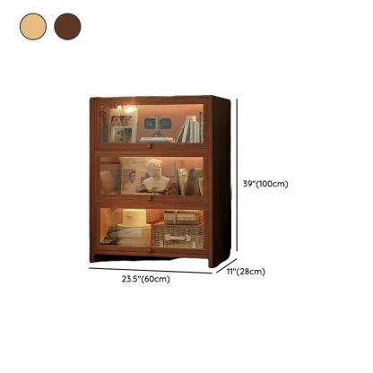 Contemporary Vertical Nut-Brown Wooden 5-Shelf Bookcase  Image - 34