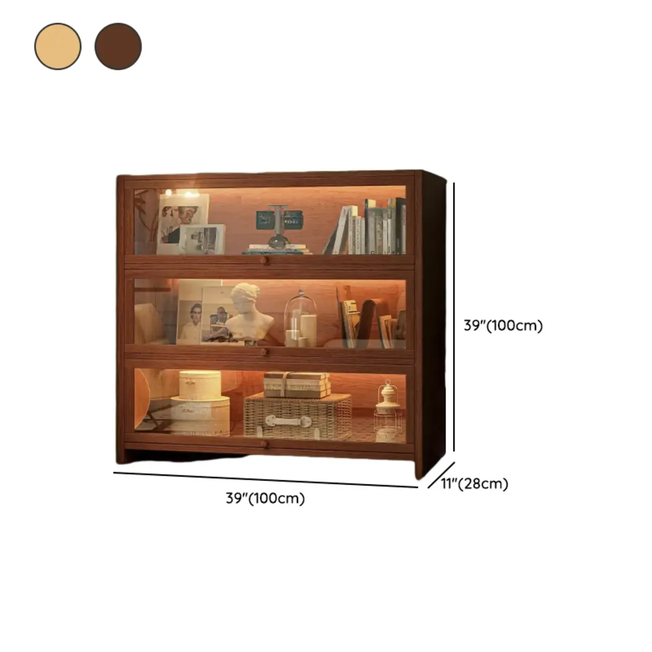 Contemporary Vertical Nut-Brown Wooden 5-Shelf Bookcase  Image - 36