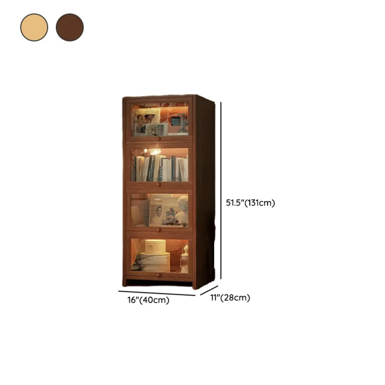 Contemporary Vertical Nut-Brown Wooden 5-Shelf Bookcase  Image - 37