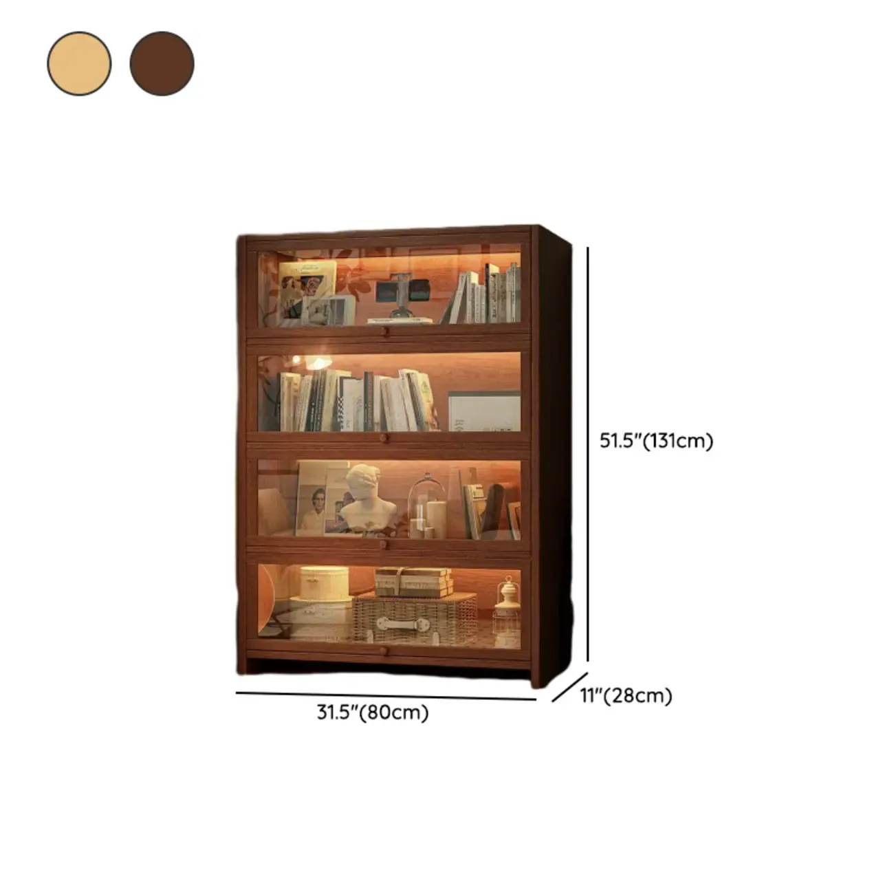 Contemporary Vertical Nut-Brown Wooden 5-Shelf Bookcase  Image - 39