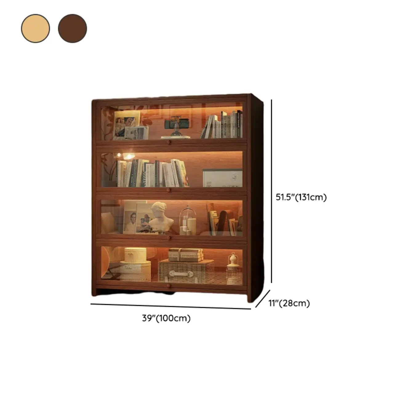 Contemporary Vertical Nut-Brown Wooden 5-Shelf Bookcase  Image - 40