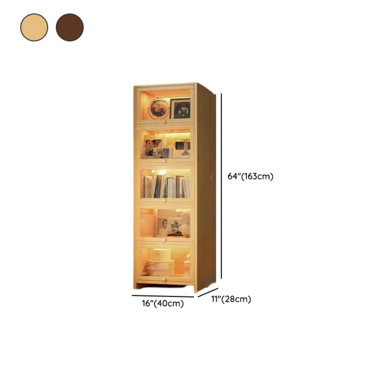 Contemporary Vertical Nut-Brown Wooden 5-Shelf Bookcase  Image - 41