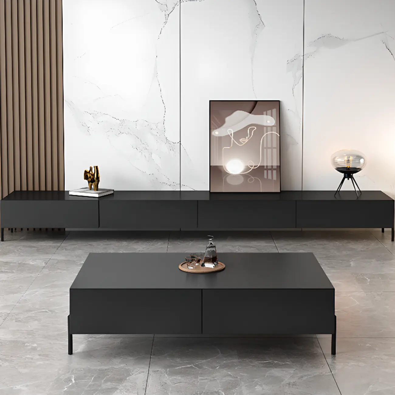 Modern Wood TV Stand in Nut-Brown with Drawers | homeyfad